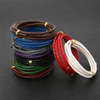 #ad 1m Braided Faux Leather Cords 3mm Round Braids Rope Cord Jewelry Making Findings $11.19