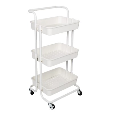 #ad 3tier Rolling Cart Metal Utility Cart With Lockable Wheels Storage Craft Art Car $22.60