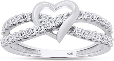 #ad Split Shank Infinity Heart Promise Ring Cubic Zirconia in 925 Sterling Silver $39.50
