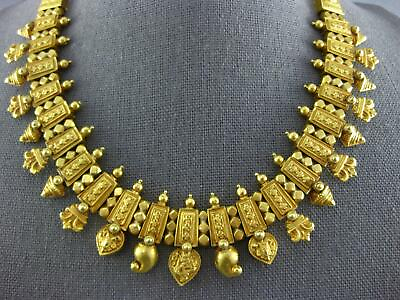 #ad ANTIQUE EXTRA LARGE 22KT YELLOW GOLD 3D HANDCRAFTED FILIGREE NECKLACE 26725 $13464.00