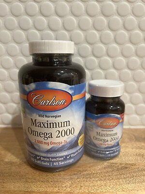 #ad Carlson Labs Maximum Omega 2000 Omega 3s 9030 Softgels Immune Support Exp 10 24 $64.99