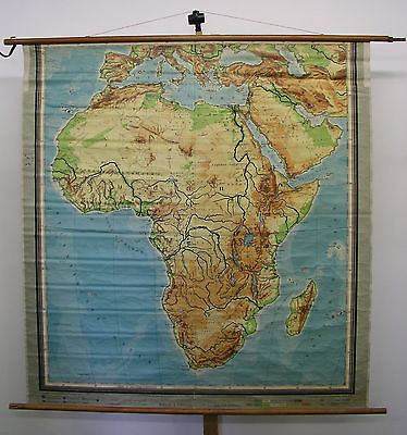 #ad School Wall Map Africa 1948 159x167 Card School Map Physical $278.70