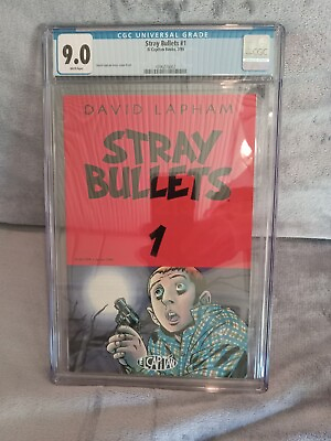 #ad Stray Bullets CGC 9.0 UNRESTORED. UNPRESSED FIRST PRINTING $367.50