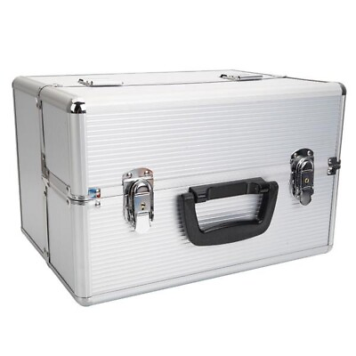 #ad Portable Aluminum Makeup Storage Box with Keys White $32.11