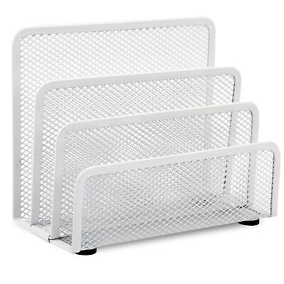 #ad Metal Mesh Desktop File Organizer Letter Mail Sorter with 3 Upright Compartments $15.25