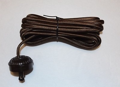 #ad #ad 10 F00T BROWN RAYON LAMP CORD SET WITH ANTIQUE STYLE RIBBED PLUG NEW 46861JB $44.89