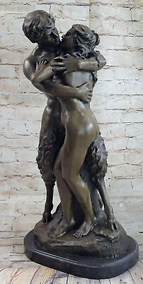 #ad Hand Made Art Large Beast Holding Nude Female Girl Bronze Sculpture Artwork $1099.00