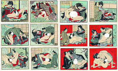 #ad Set of 12 Antique Japanese Ukiyo e Shunga Prints in Great Condition 5x4 in each $399.00