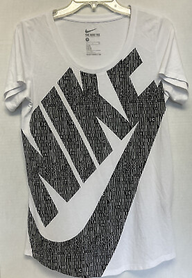#ad The Nike Tee Womens Shirt Size Small White Tri Blend Short Sleeve Logo In Black $9.90