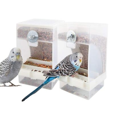 #ad PINVNBY No Mess Bird Feeder Parrot Automatic Feeder Food Container Perch Cage... $21.45