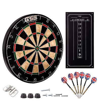 #ad Professional Bristle Dartboards Games Set with Six 17 Grams Steel Tip Darts $49.98