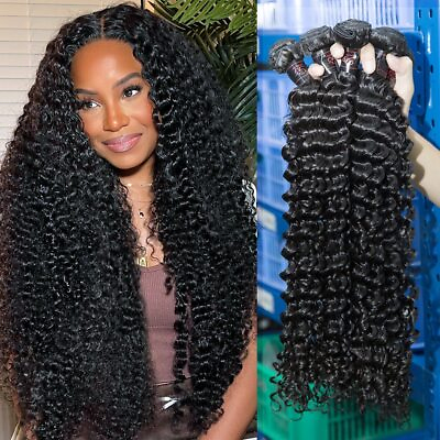 #ad Inch Deep Wave Human Hair Bundles Remy Hair Water Curly bundles Weaves $78.29