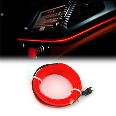 #ad RED LED EL Wire Neon Glow Car Interior Atmosphere Strip Light Vehicle Decor Belt $9.30