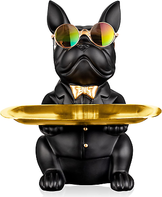 #ad French Bulldog Statue Black Dog Butler Statue Statues for Home Decor $42.99