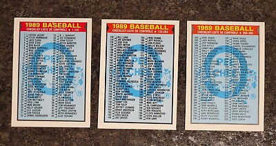 #ad Three 1989 OPC O PEE CHEE Checklists 118 242 amp; 247 Unmarked Mint Low Shipping C $9.00
