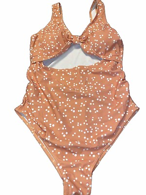 #ad Woman’s One Piece Cheeky Polka Dot Size Medium Padded Removable Swimsuit Swim $13.60