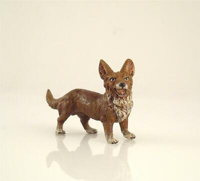 #ad Franz Bergmann Vienna Standing CORGI DOG Bronze Cold Painted Bergman Brass $124.99