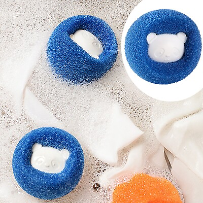 #ad Cleaning Ball Reusable Lint Remover Sponge Hair Catcher for Laundry Washing Blue $9.03
