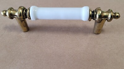 #ad Antique Brass White Center Cabinet drawer Pull Belwith P458 W $2.25