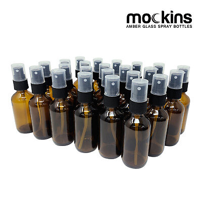 #ad Mockins 24 Pack Set Amber 2 Oz Spray Mist Glass Bottle With Funnel amp; Brush $21.99