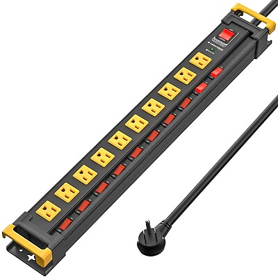 #ad 10 Outlet Heavy Duty Metal Surge Protector Power Strip with 6 Ft Cord UL Listed $49.49