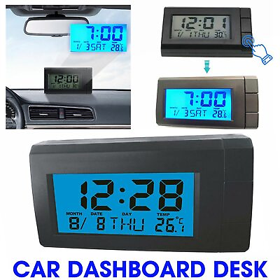 #ad 2023 Cars Dashboard Digital LCD Desk Table Date Calendar Ornaments Small Clockqh $8.92