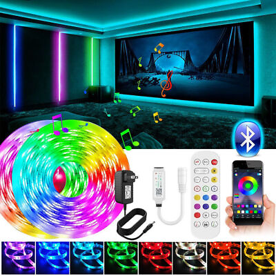 #ad LED Strip Lights 100ft 50ft Music Sync Bluetooth RGB for Room APP Remote Control $27.89