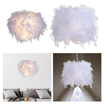 #ad Feather Lampshade Desk Lamp Cover Bedside Lamp for Bedroom Party Wedding $30.83