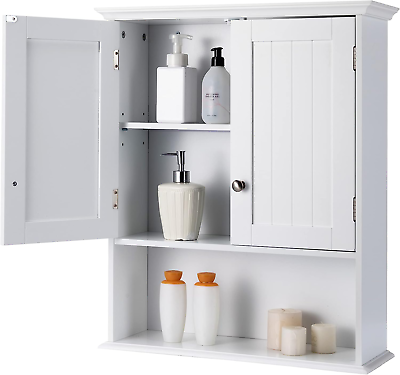 #ad Bathroom Wall Cabinet Wall Mounted Storage Cabinet with Double Doors Multifunc $115.99