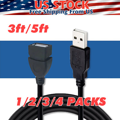 #ad High Speed USB to USB Extension Cable USB 2.0 Adapter Extender Cord Male Female $5.59