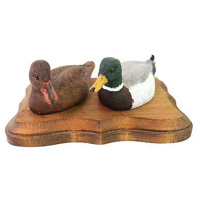 #ad Ducks Hen and Drake Pair Wooden Home Decor Wood Duck Plaque Vintage $24.88