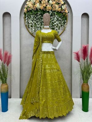 #ad LAUNCHING WEDDING PARTY WEAR GEORGETTE WITH EMBROIDERY LEHENGA CHOLI amp; DUPATTA $91.45
