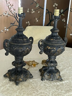 #ad Pair British Vintage Bronze Lamps $449.00