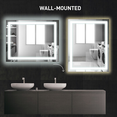 #ad Bathroom Lighted Makeup Bathroom Mirror Dimmable Vanity Mirror Wall Mount w Led $139.99