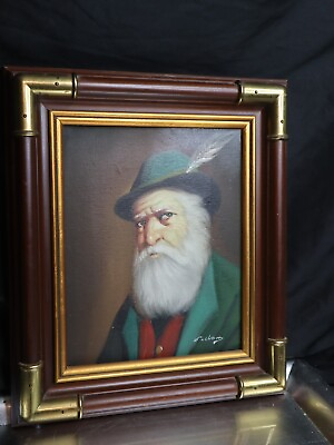 #ad DAVID PELBAM Original VTG Oil Painting Framed Feather Green Cap Rare Authentic $399.95