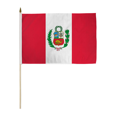 #ad 1 Dozen Peru Flags 12x18in Stick Flag Peruvian Flag $26.95