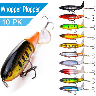 #ad 10ps Fishing Lures bait Whopper Plopper Topwater Floating Rotating Tail for Bass $17.98