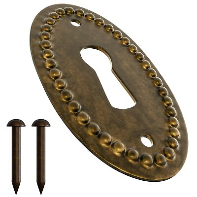 #ad B 260 K 11A Oval Beaded Antique Brass Keyhole Cover for Antique and Modern Fu... $18.62