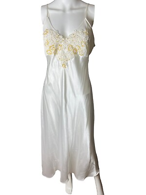 #ad Linea Donatella Peignoir Nightgown White Bridal Heart Shape A Line Lace Satin L $37.00