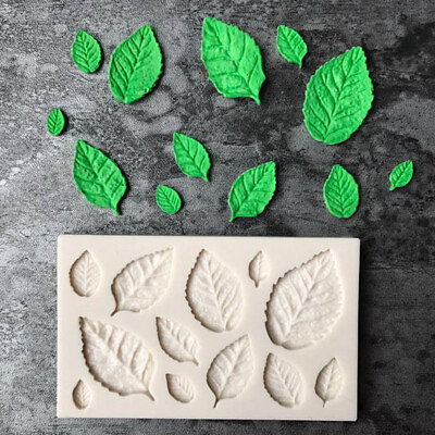 #ad Leaf Shaped Silicone Mold Leaves Cake Decor Fondant Cookies Moulds Baking $7.23