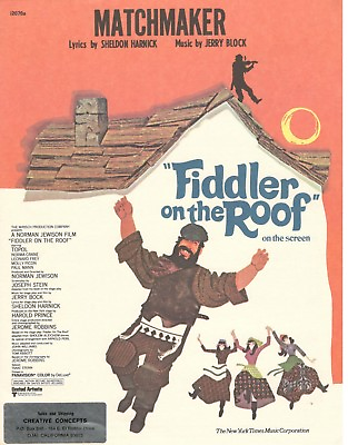 #ad quot;MATCHMAKERquot; SHEET MUSIC quot;FIDDLER ON THE ROOFquot; ON THE SCREEN 1964 NEW ON SALE $7.11