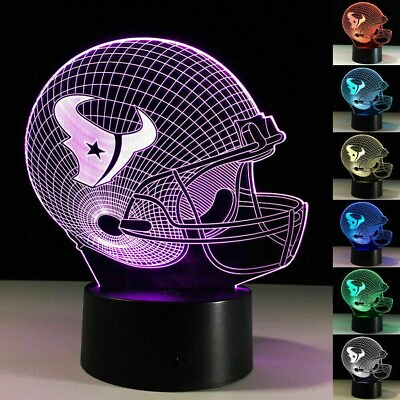 #ad 3D LED illusion Houston Texans Helmet USB 7Color Night Light Lamp Bedroom $19.99