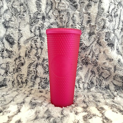 #ad Starbucks Hot Pink Holiday Studded Tumbler Cup No Straw 24oz Cold Cup Pre Owned $25.00