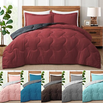 #ad Dual Color Reversible Down Alternative Comforter Sets King or Queen Blanket $37.13
