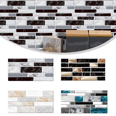 #ad 9PCS Kitchen Bathroom Wall Tile Stickers Imitation Marble 20*10cm PVC Waterproof $12.32