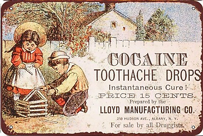 #ad #ad Cocaine Toothache Drops 15 cents Tin Sign 8 x 12 ALL metal $12.95