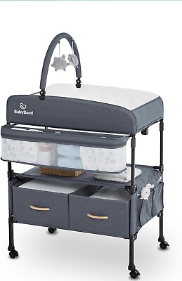#ad Portable Baby Changing Table with Wheels and 2 Storage Baskets $89.99