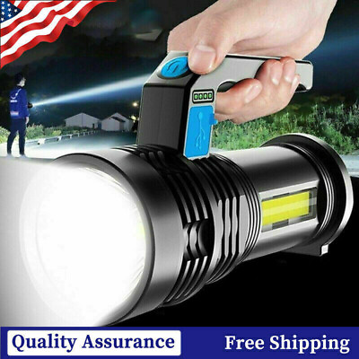 #ad High Powered LED Flashlight Super Bright Torch USB Rechargeable Lamp $7.99