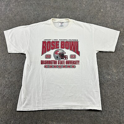 #ad VINTAGE Washington State Cougars Shirt Mens XL White Graphic Rose Bowl 2003 Y2K $4.95