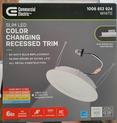 #ad NEW 6in. Selectable CCT Integrated LED Retrofit Ultra Slim White Recessed Light $13.00